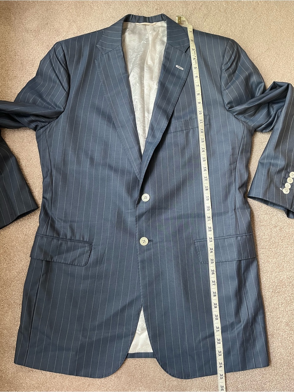 Holland & Sherry Savile Row London Blazer Jacket navy pinstripe 43 - Picture 6 of 12